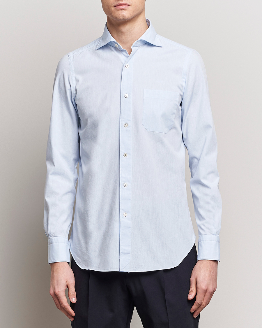 Herren | Freizeithemden | Finamore Napoli | Gaeta Chambray Shirt Light Blue