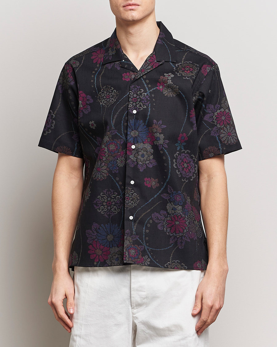 Herren |  | Gitman Vintage | Japanese Floral Jacquard Camp Shirt Black