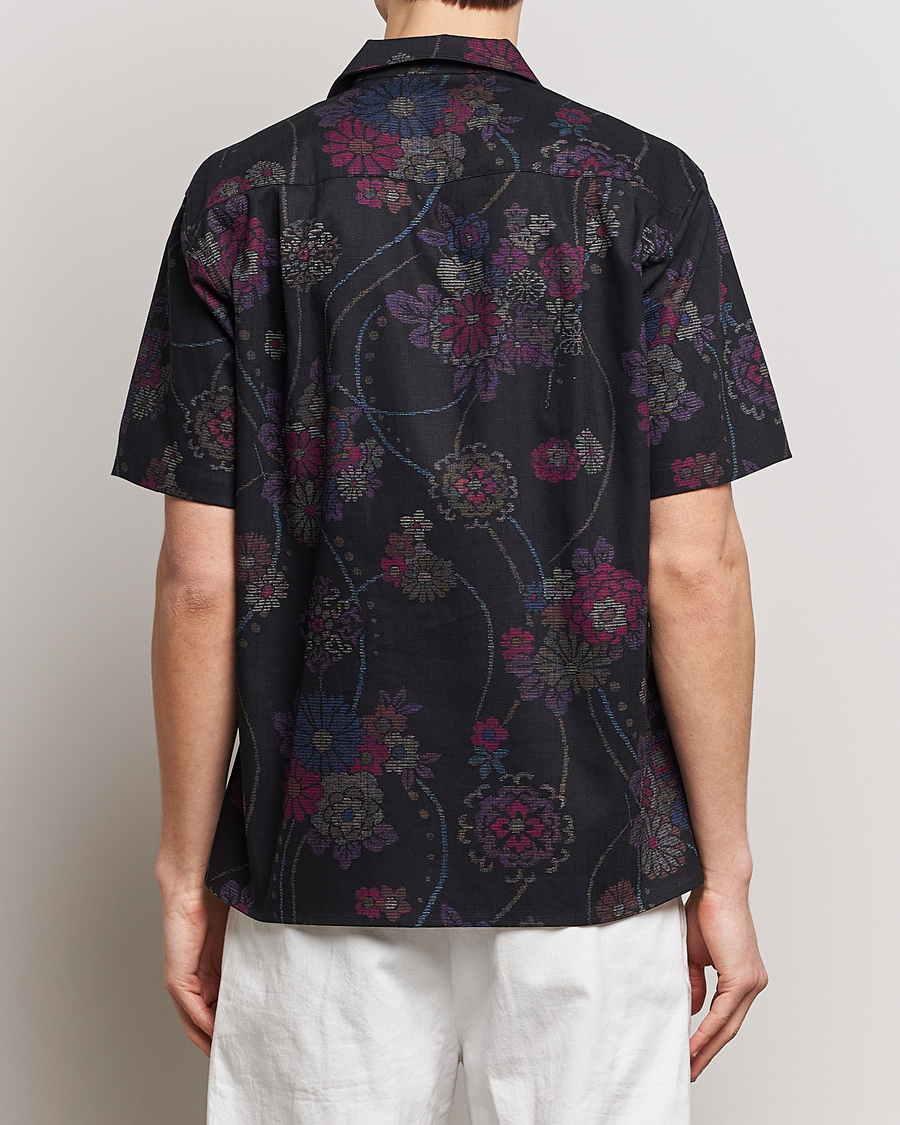 Herren | Hemden | Gitman Vintage | Japanese Floral Jacquard Camp Shirt Black