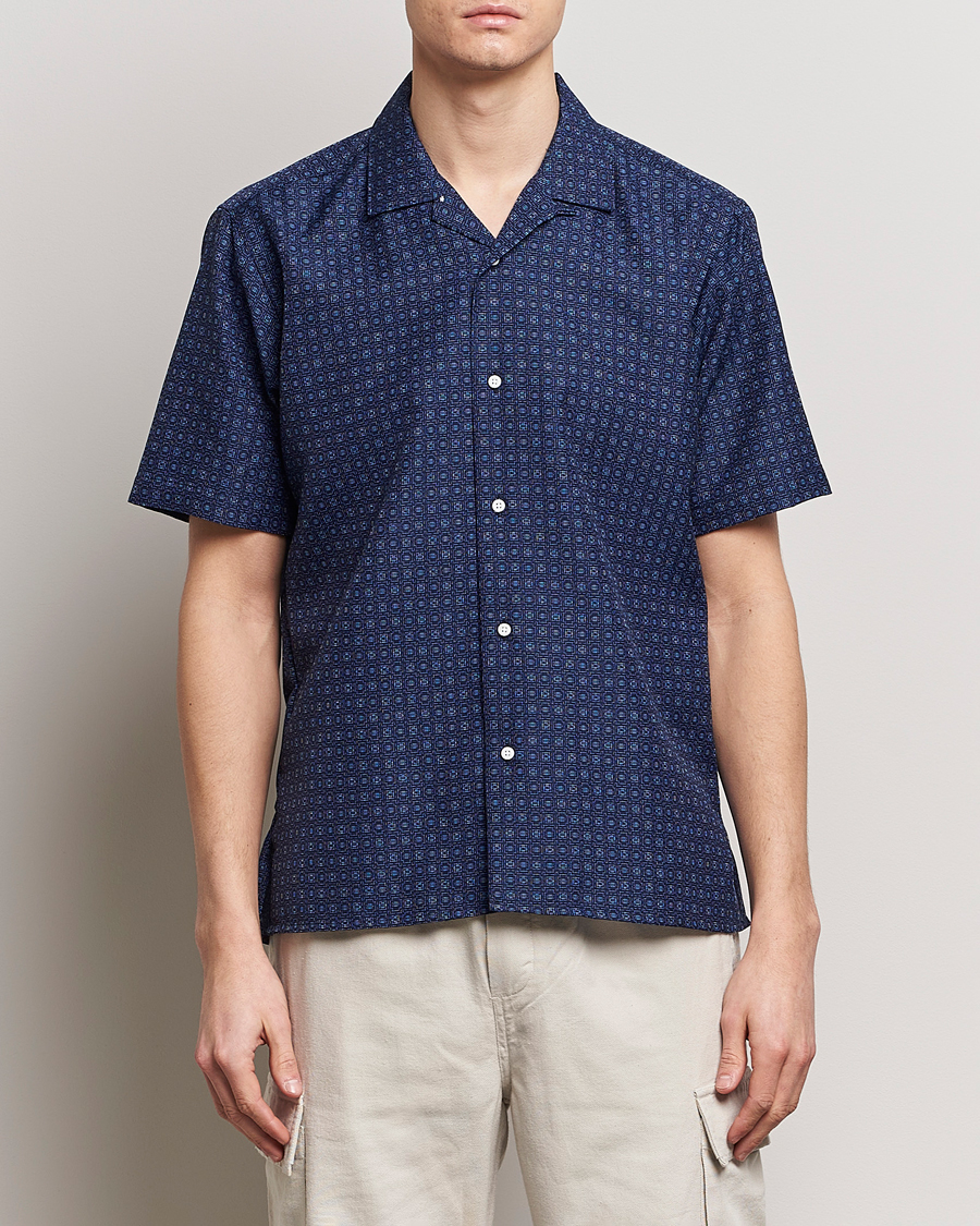 Herren | Kurzarmhemden | Gitman Vintage | Japanese Dobby Camp Shirt Navy