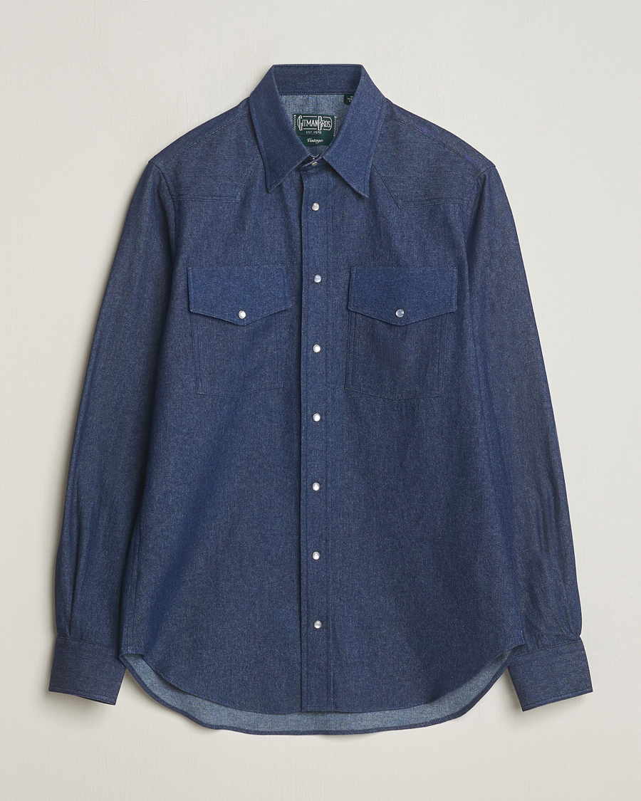 Herren | Hemden | Gitman Vintage | Denim Western Shirt Dark Indigo
