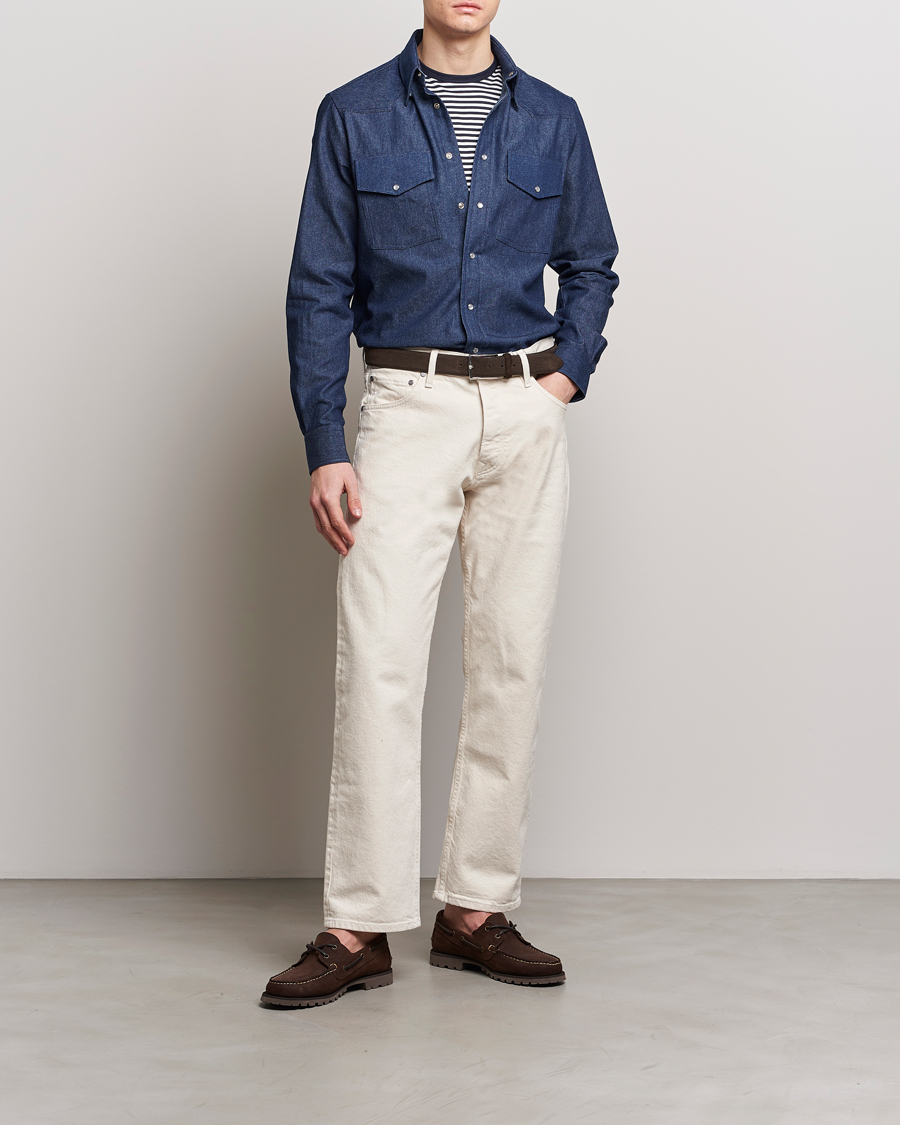 Herren | Hemden | Gitman Vintage | Denim Western Shirt Dark Indigo