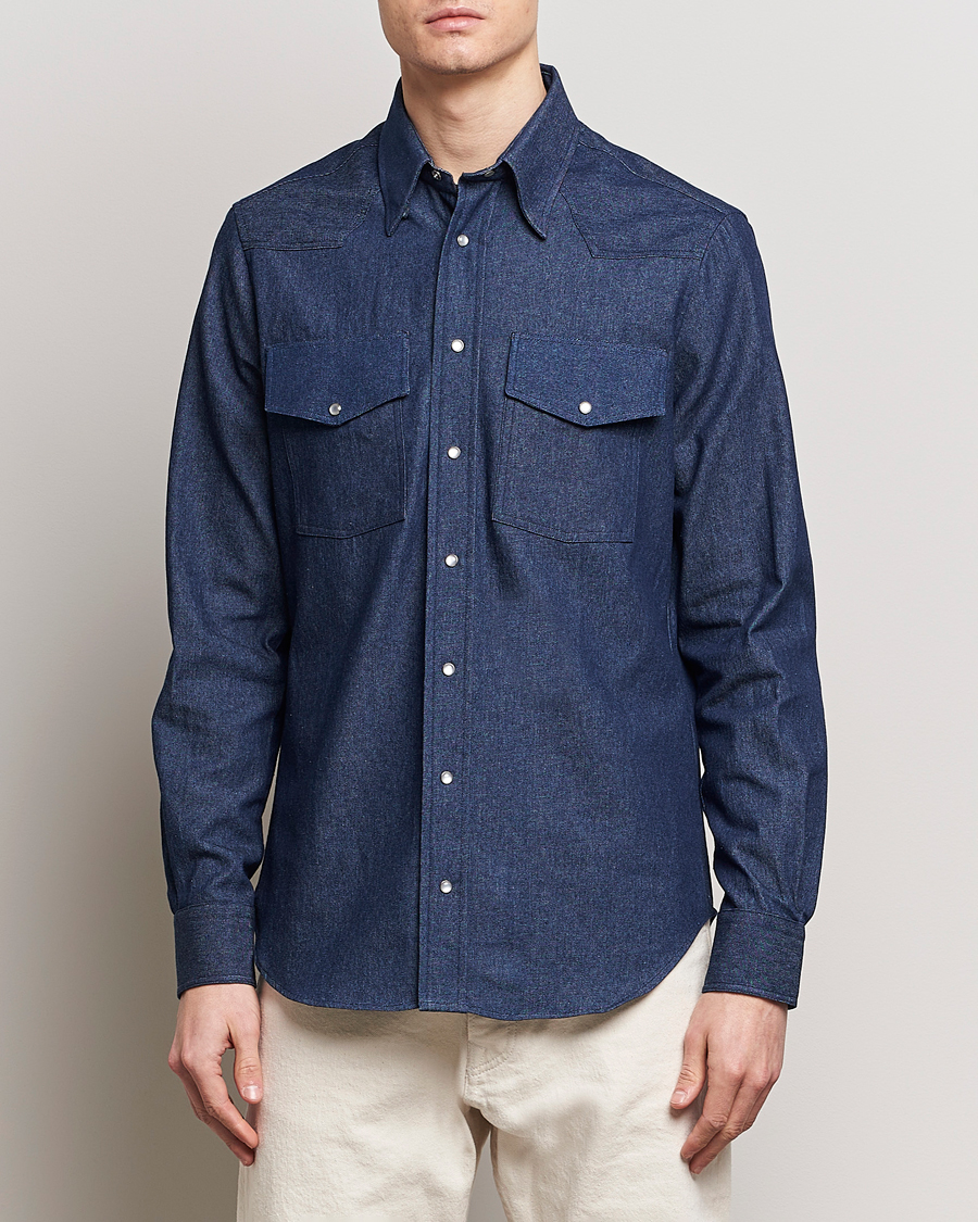 Herren | Jeanshemden | Gitman Vintage | Denim Western Shirt Dark Indigo