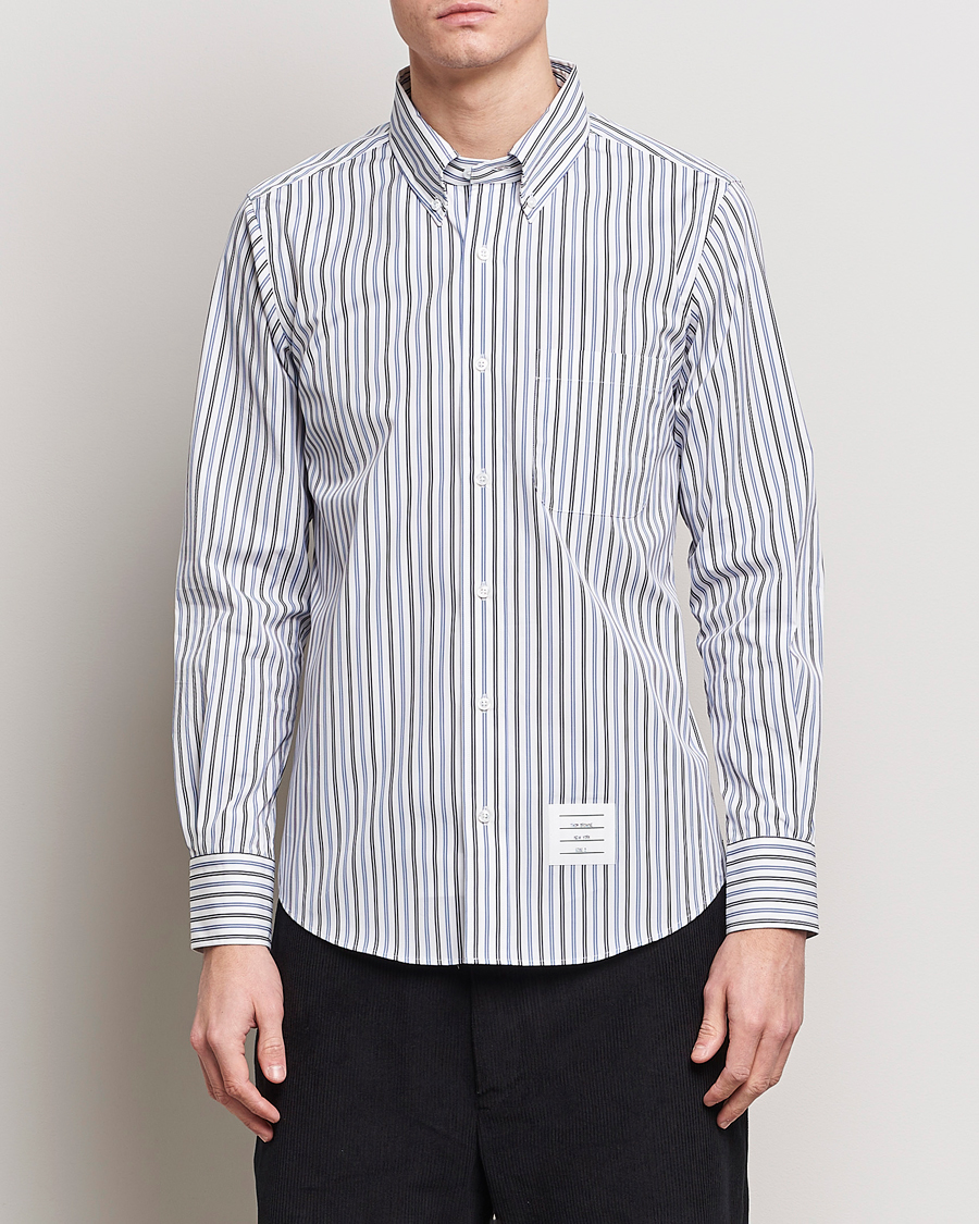 Herren | Contemporary Creators | Thom Browne | Button Down Poplin Shirt Navy Stripes