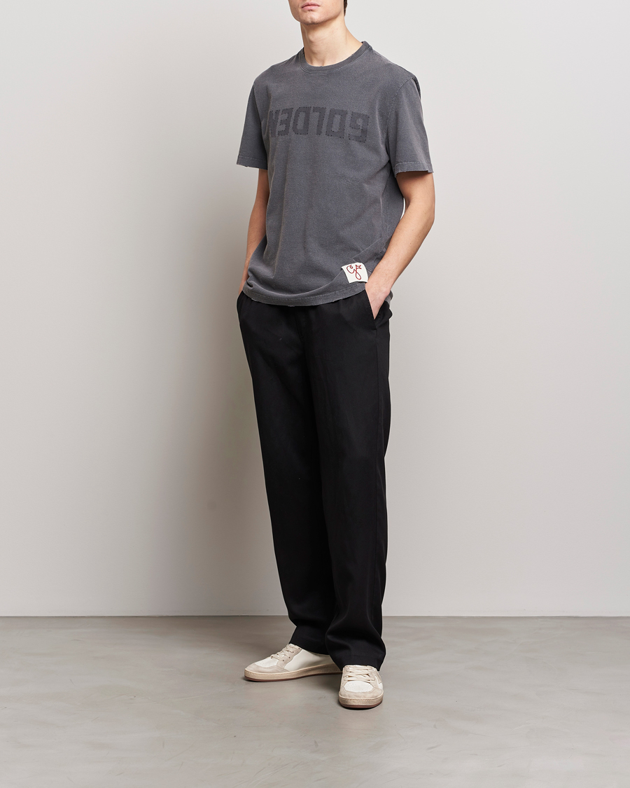 Herren | T-Shirts | Golden Goose | Deluxe Brand Distressed Cotton Logo T-Shirt Anthracite