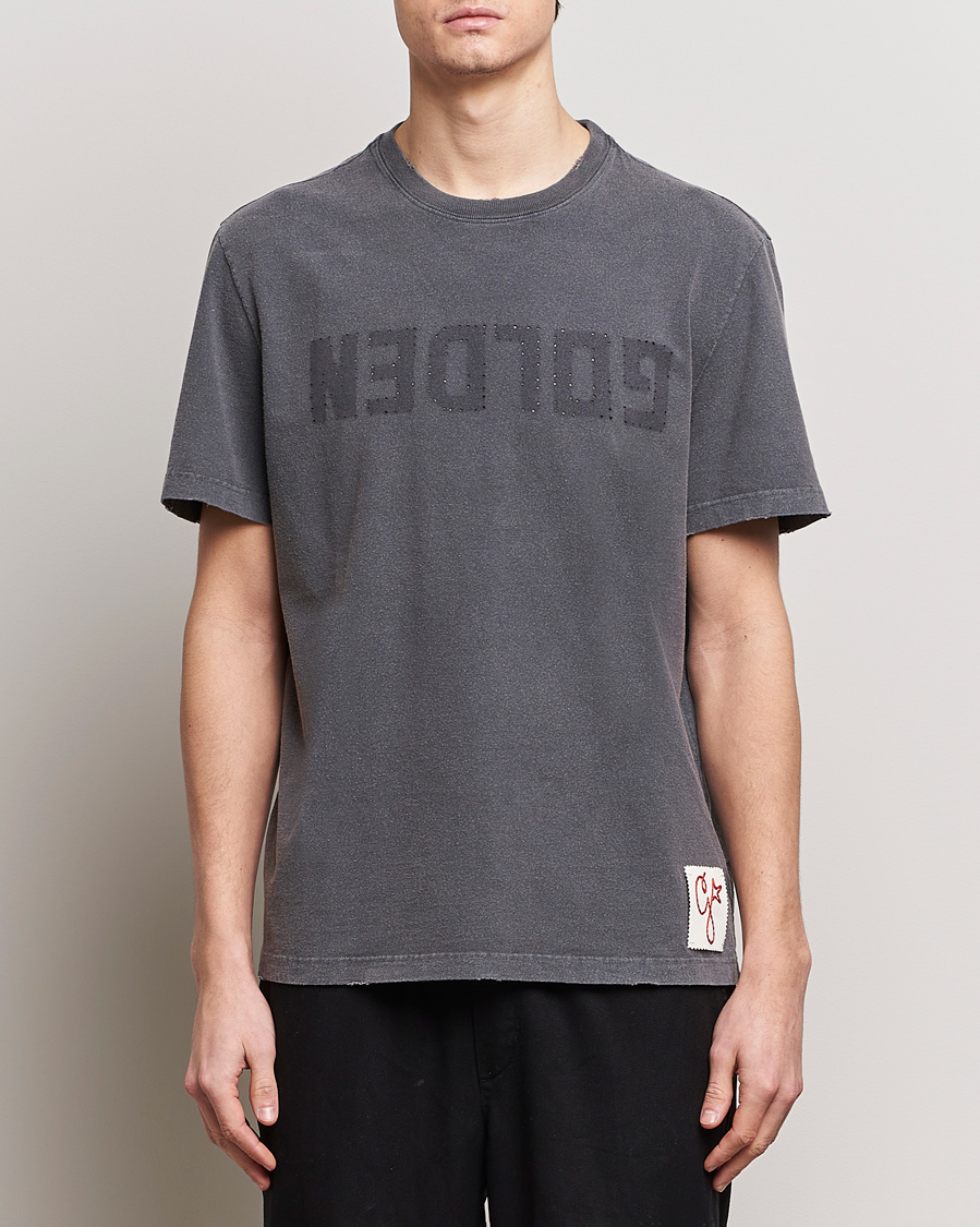 Herren | Kategorie | Golden Goose | Deluxe Brand Distressed Cotton Logo T-Shirt Anthracite