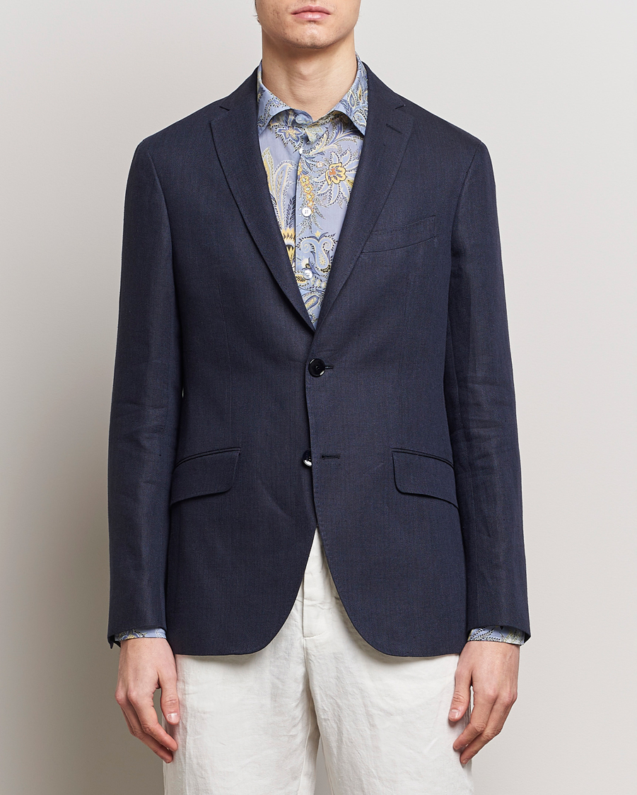 Herr | Linnekavajer | Etro | Linen Blazer Navy