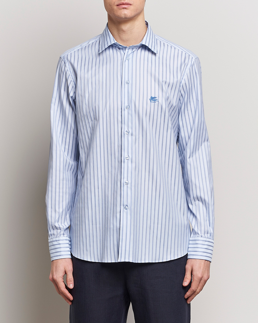 Herren |  | Etro | Slim Fit Striped Cotton Shirt Light Blue