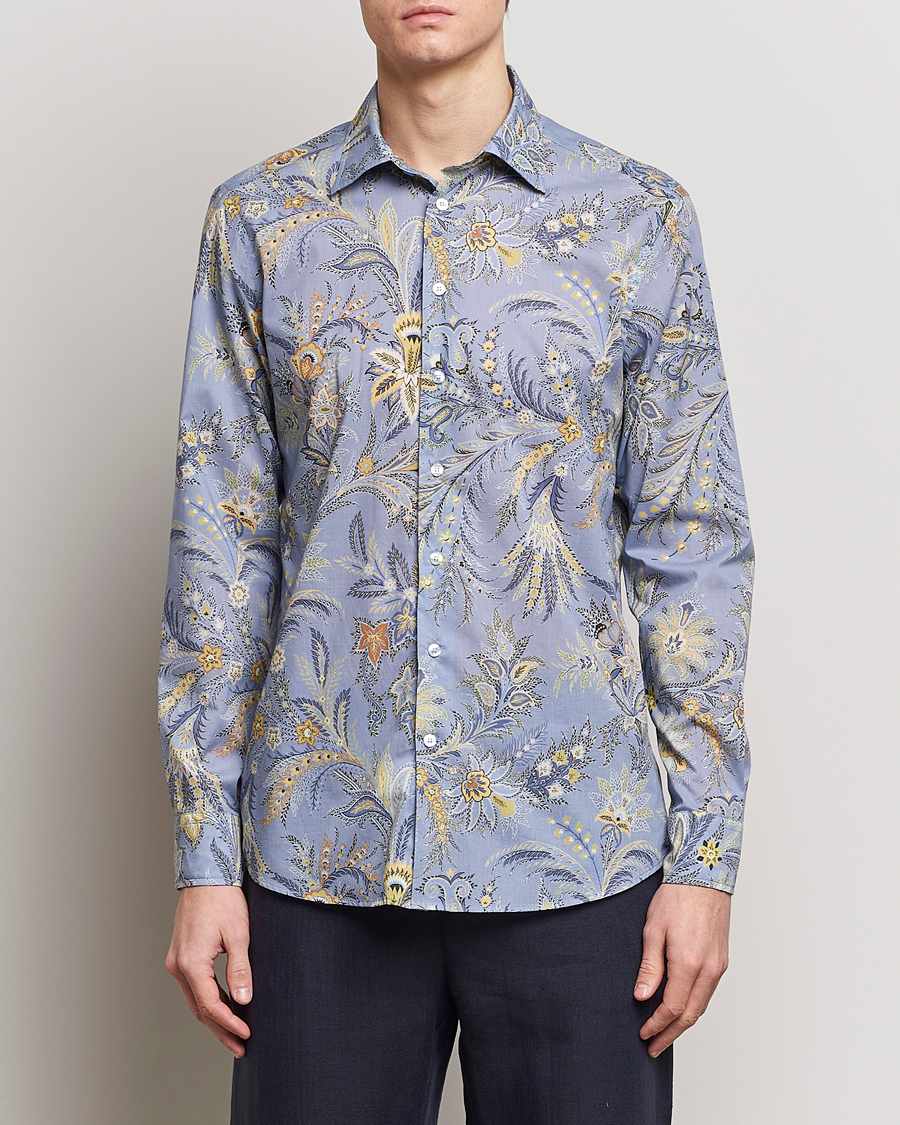 Herren |  | Etro | Slim Fit Floral Print Shirt Azzurro