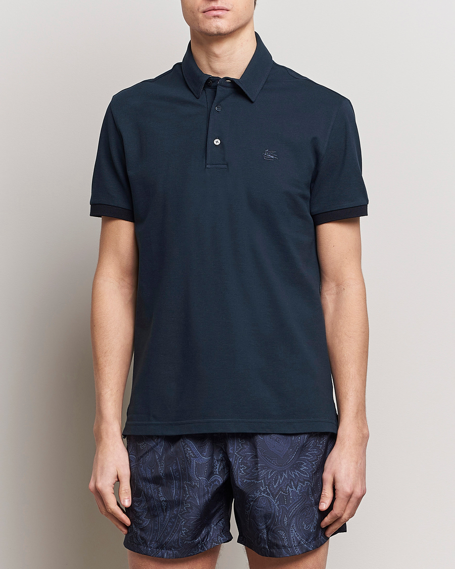Herren | Poloshirts | Etro | Contrast Paisley Polo Navy