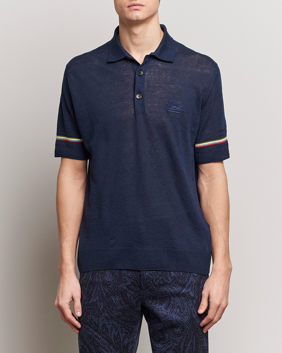 Herren | Kleidung | Etro | Knitted Cotton/Linen Polo Navy