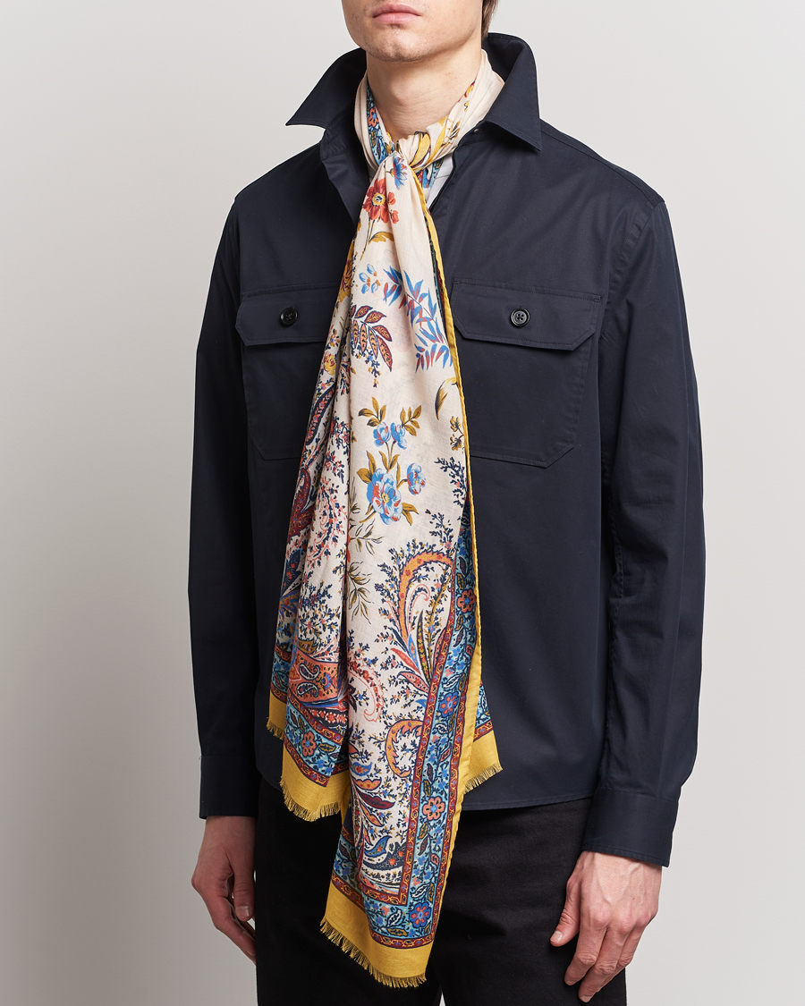 Herren | Etro Modal/Cashmere Printed Scarf Yellow | Etro | Modal/Cashmere Printed Scarf Yellow