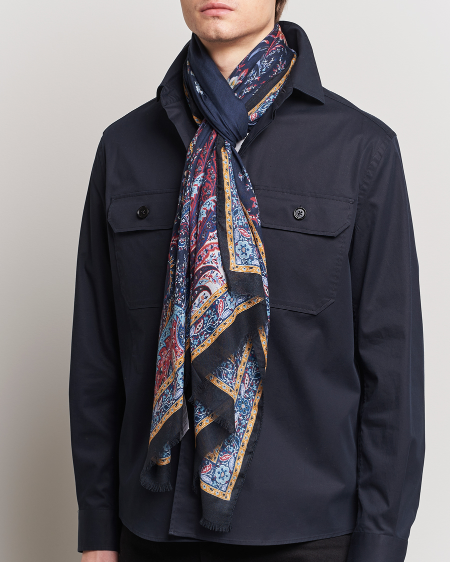 Herren | Italian Department | Etro | Modal/Cashmere Printed Scarf Navy