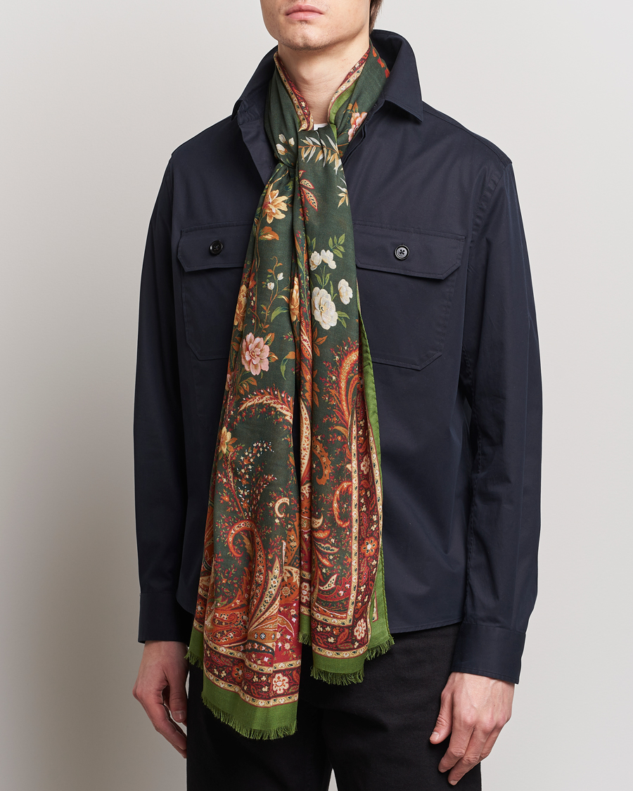 Men |  | Etro | Modal/Cashmere Printed Scarf Green/Burgundy