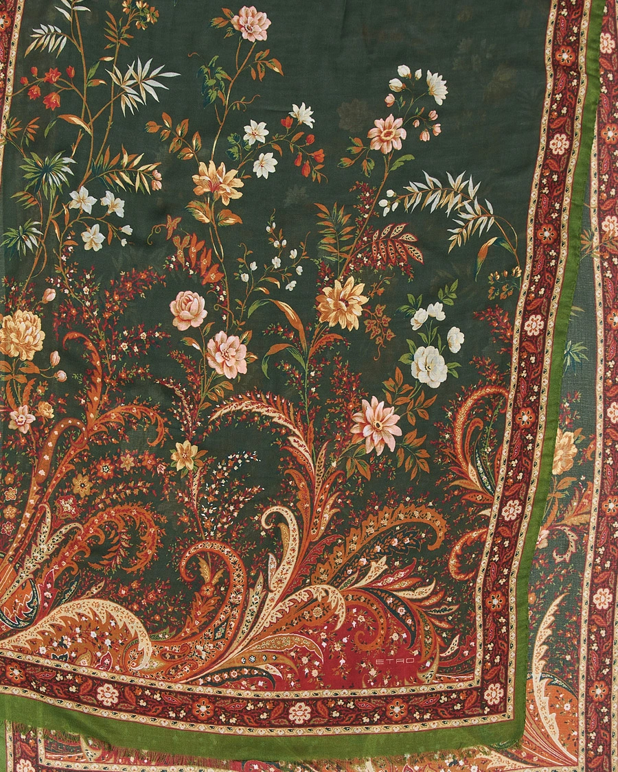 Herren | Etro Modal/Cashmere Printed Scarf Green/Burgundy | Etro | Modal/Cashmere Printed Scarf Green/Burgundy