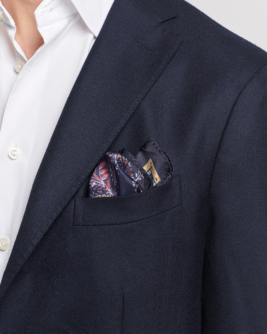 Herren | Italian Department | Etro | Printed Silk Pocket Square Navy