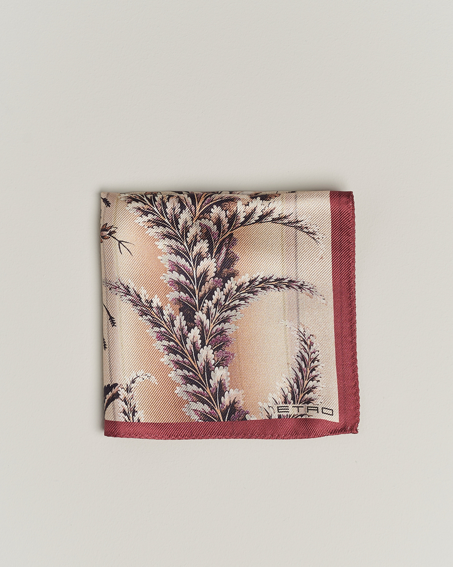 Herren |  | Etro | Printed Silk Pocket Square Beige/Burgundy