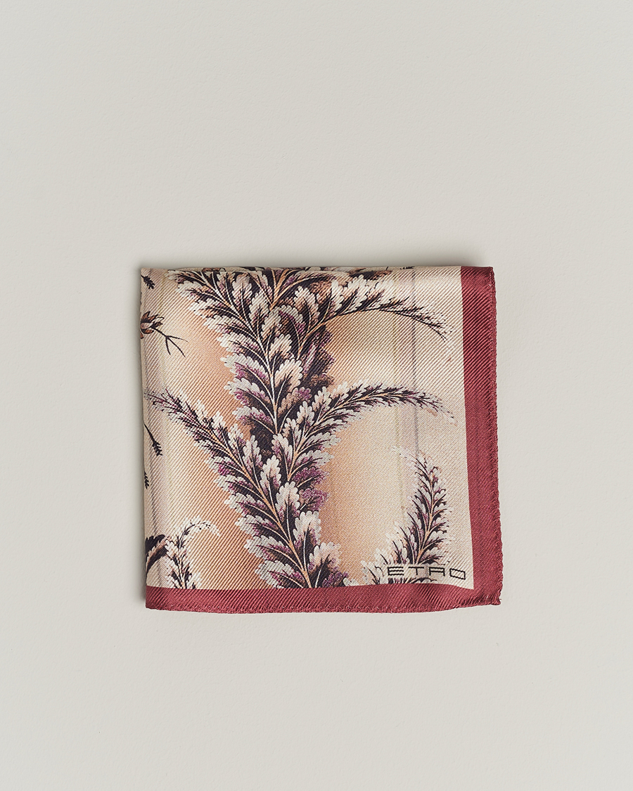 Herren | Etro | Etro | Printed Silk Pocket Square Beige/Burgundy