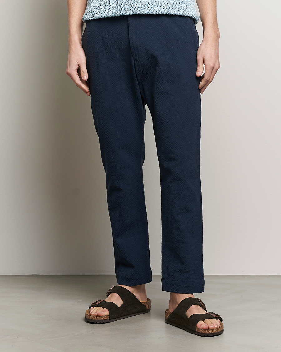 Herren | Treue-Rabatt für Stammkunden | NN07 | Billie Seersucker Drawstring Trousers Navy Blue