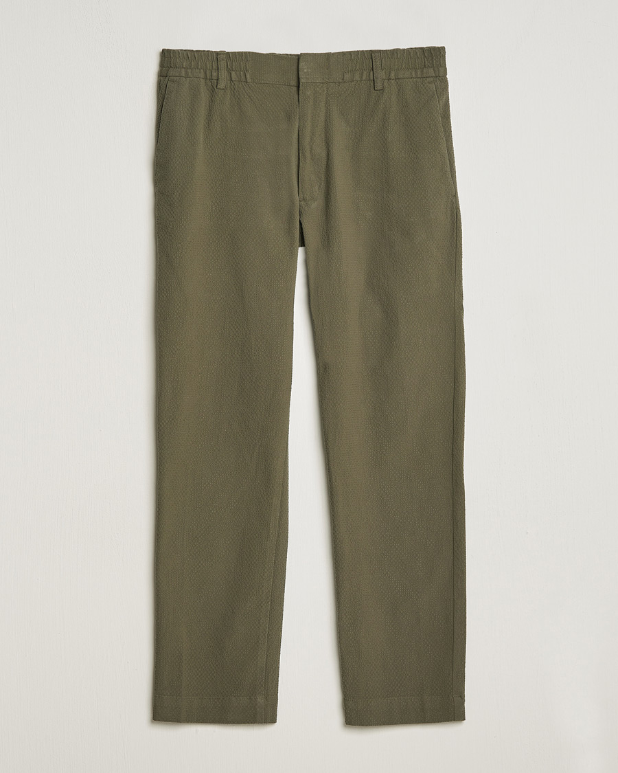 Herren | Hosen | NN07 | Billie Seersucker Drawstring Trousers Capers Green