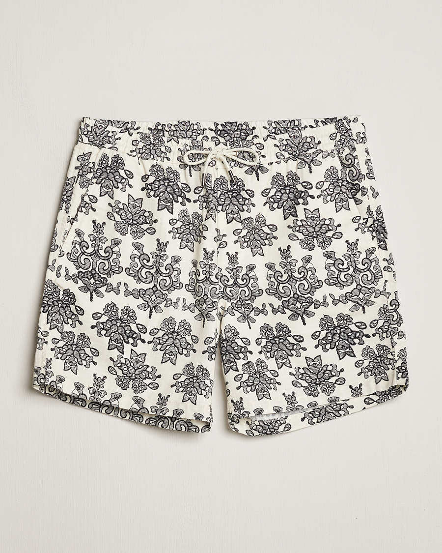 Herren | Shorts | NN07 | Gregor Printed Drawstring Shorts Off White/Black