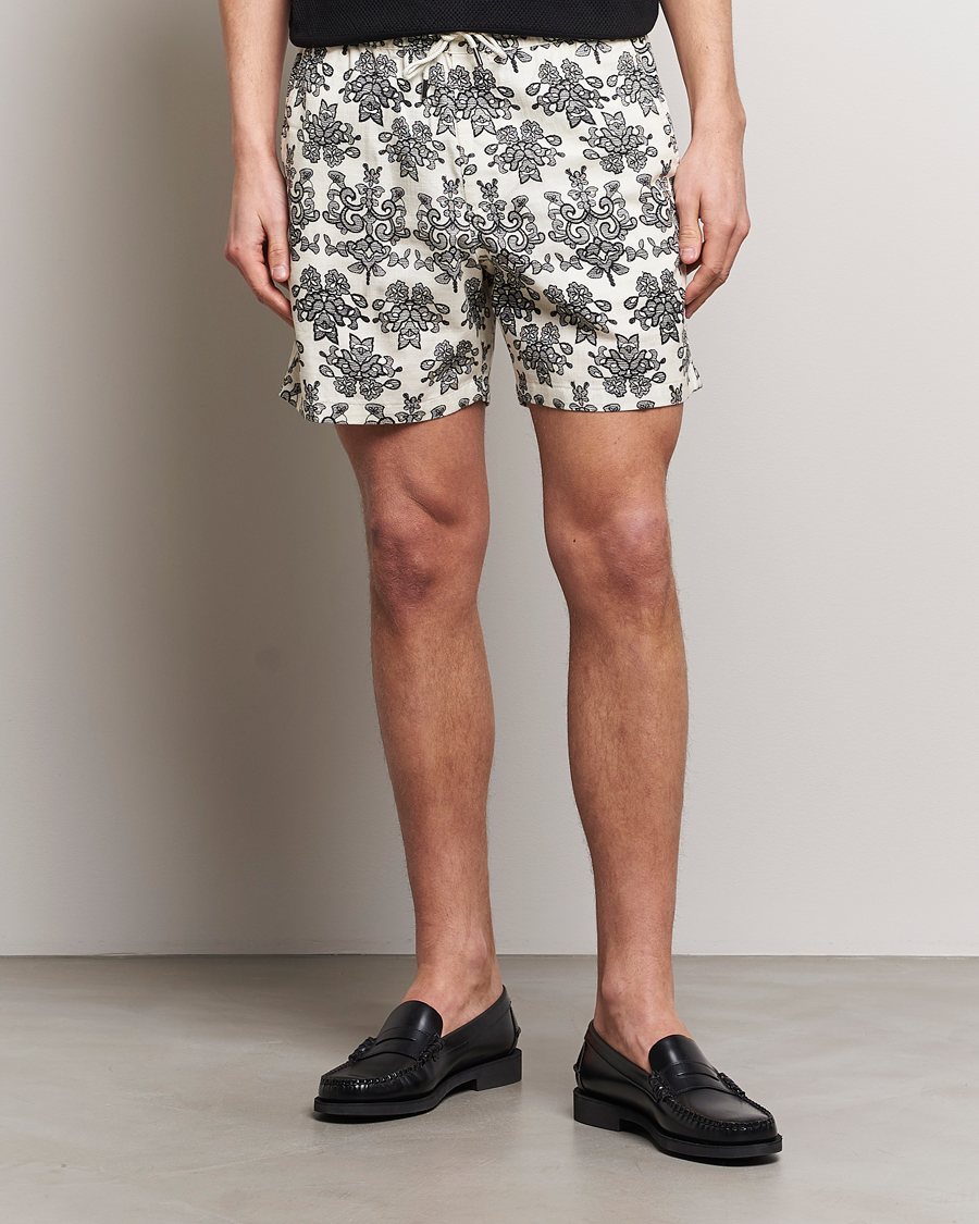 Herr | Kläder | NN07 | Gregor Printed Drawstring Shorts Off White/Black