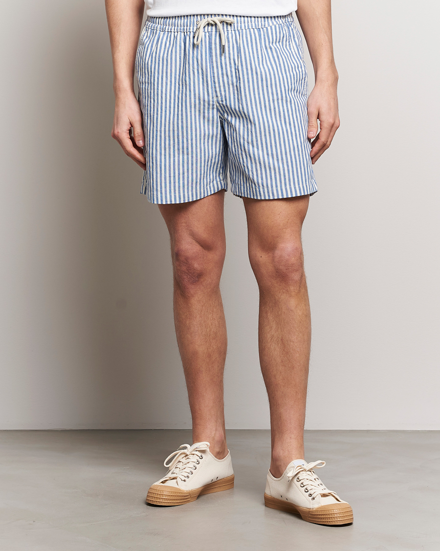 Men | Drawstring Shorts | NN07 | Gregor Striped Drawstring Shorts Blue/White