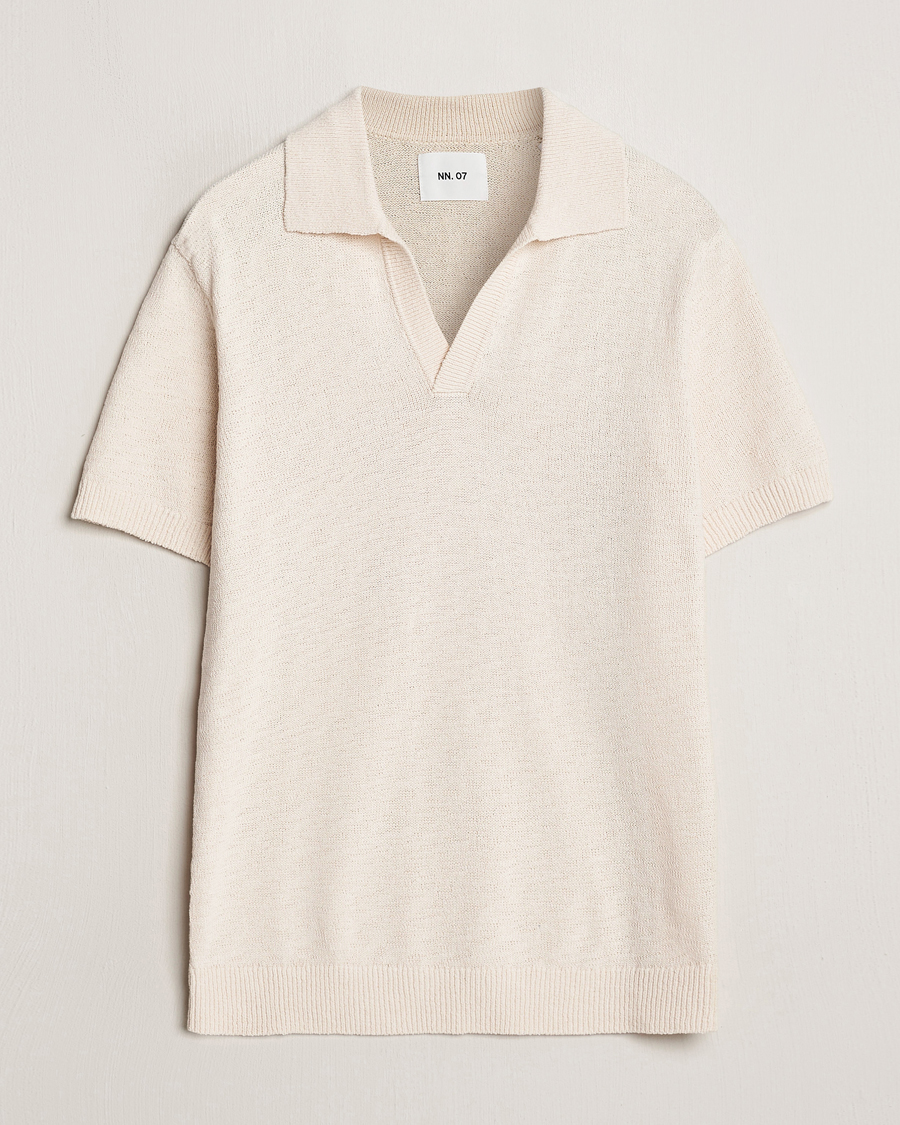 Herren | Poloshirts | NN07 | Ryan Open Collar Knitted Polo Off White