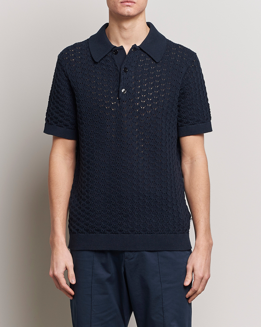 Herren | Kurzarm-Poloshirts | NN07 | Manuel Structured Polo Navy Blue