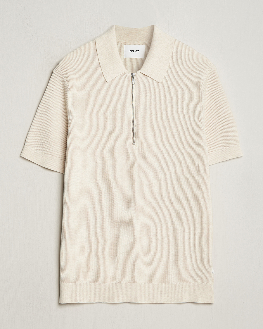 Herren | Poloshirts | NN07 | Hansie Zip Polo Ecru