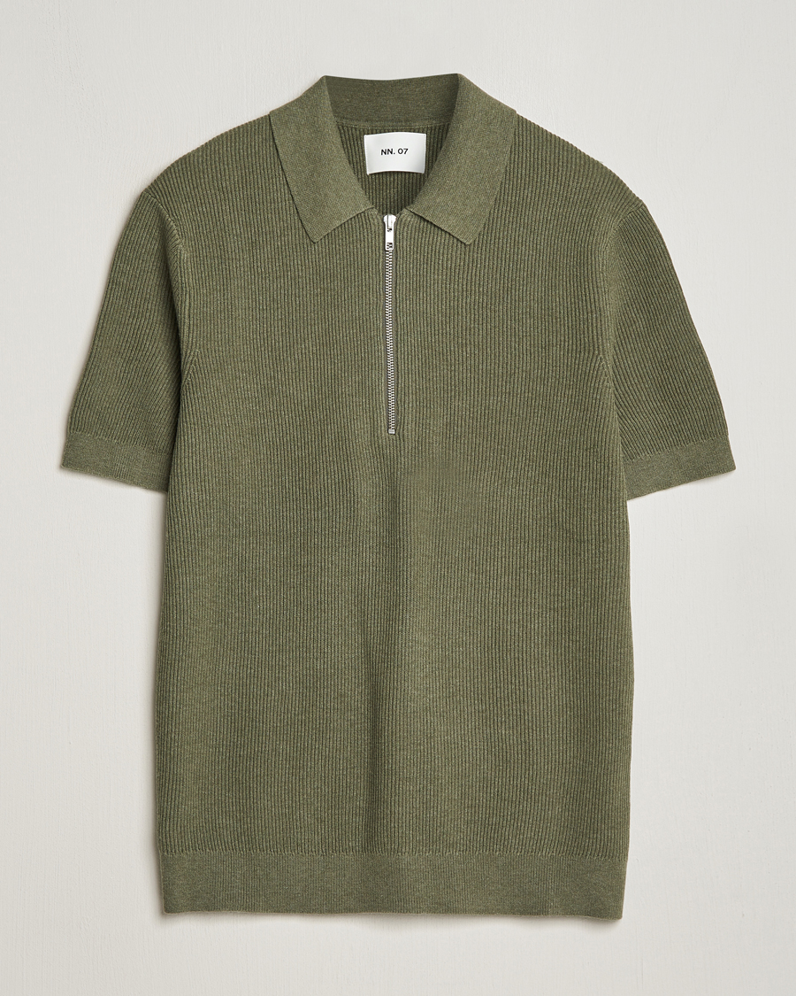 Herren | Poloshirts | NN07 | Hansie Zip Polo Capers Green