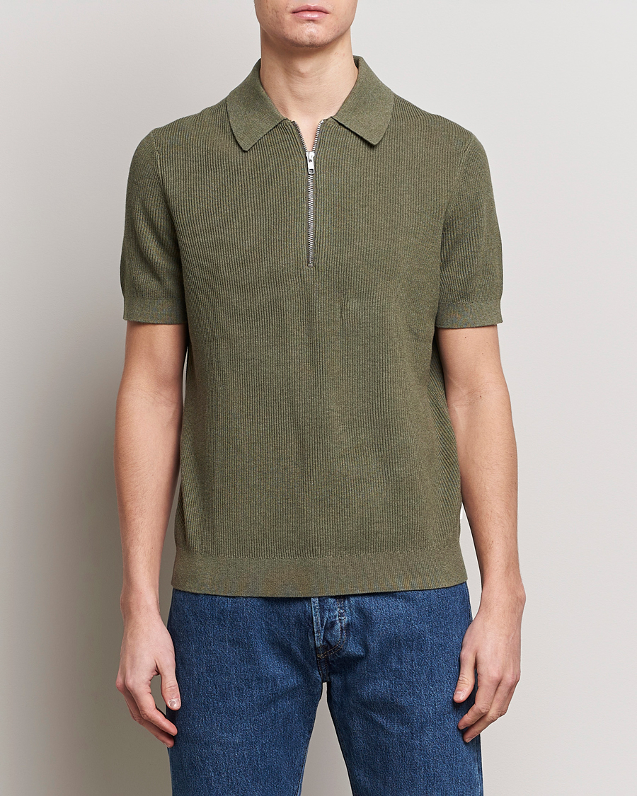 Herren | Poloshirts | NN07 | Hansie Zip Polo Capers Green