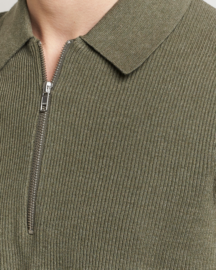 Herren | Poloshirts | NN07 | Hansie Zip Polo Capers Green