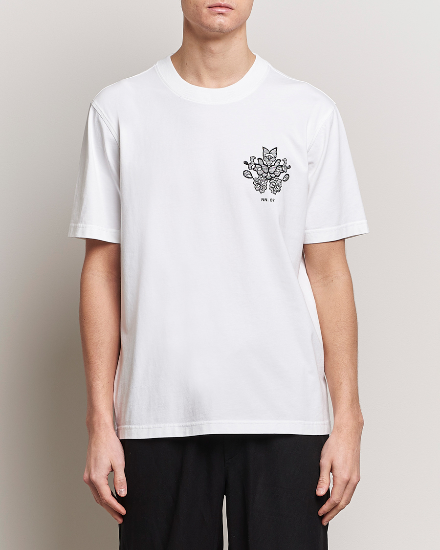 Herren | Weiße T-Shirts | NN07 | Adam Printed Crew Neck T-Shirt White