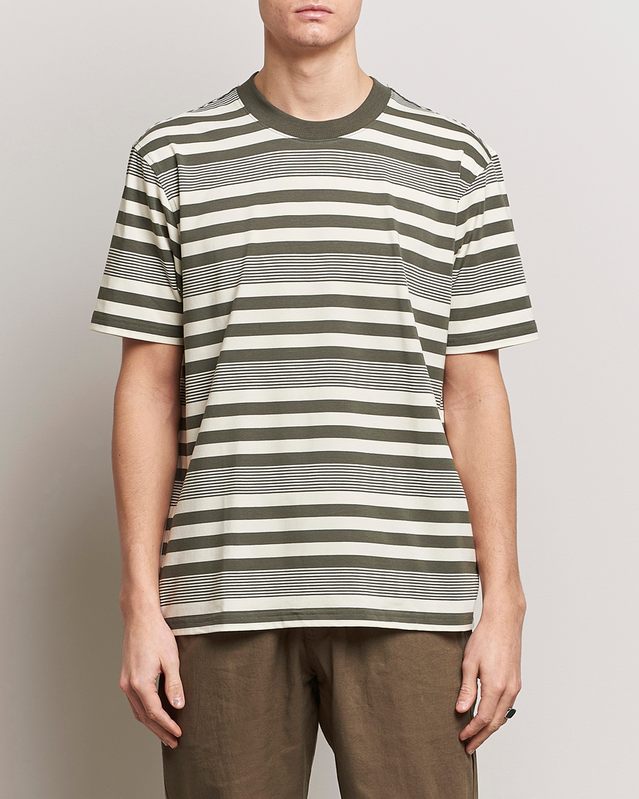 Herren | Treue-Rabatt für Stammkunden | NN07 | Adam Striped Crew Neck T-Shirt Capers Green