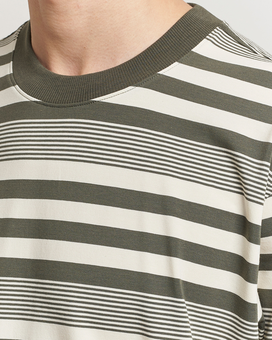 Herren | T-Shirts | NN07 | Adam Striped Crew Neck T-Shirt Capers Green