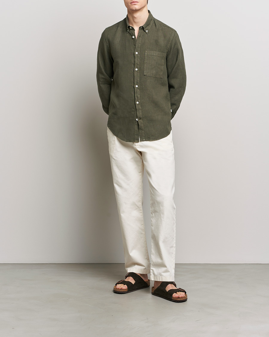 Herren | Hemden | NN07 | Arne Linen Shirt Capers Green
