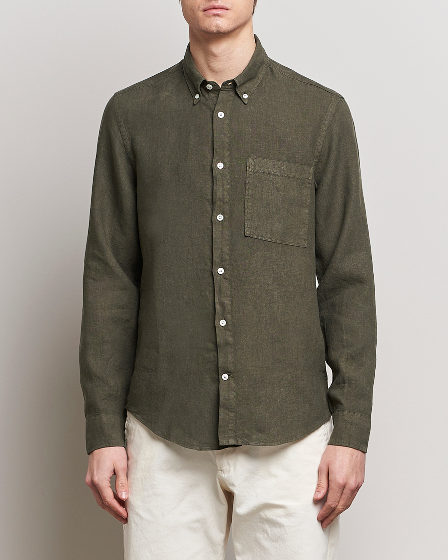 Herren | Kategorie | NN07 | Arne Linen Shirt Capers Green