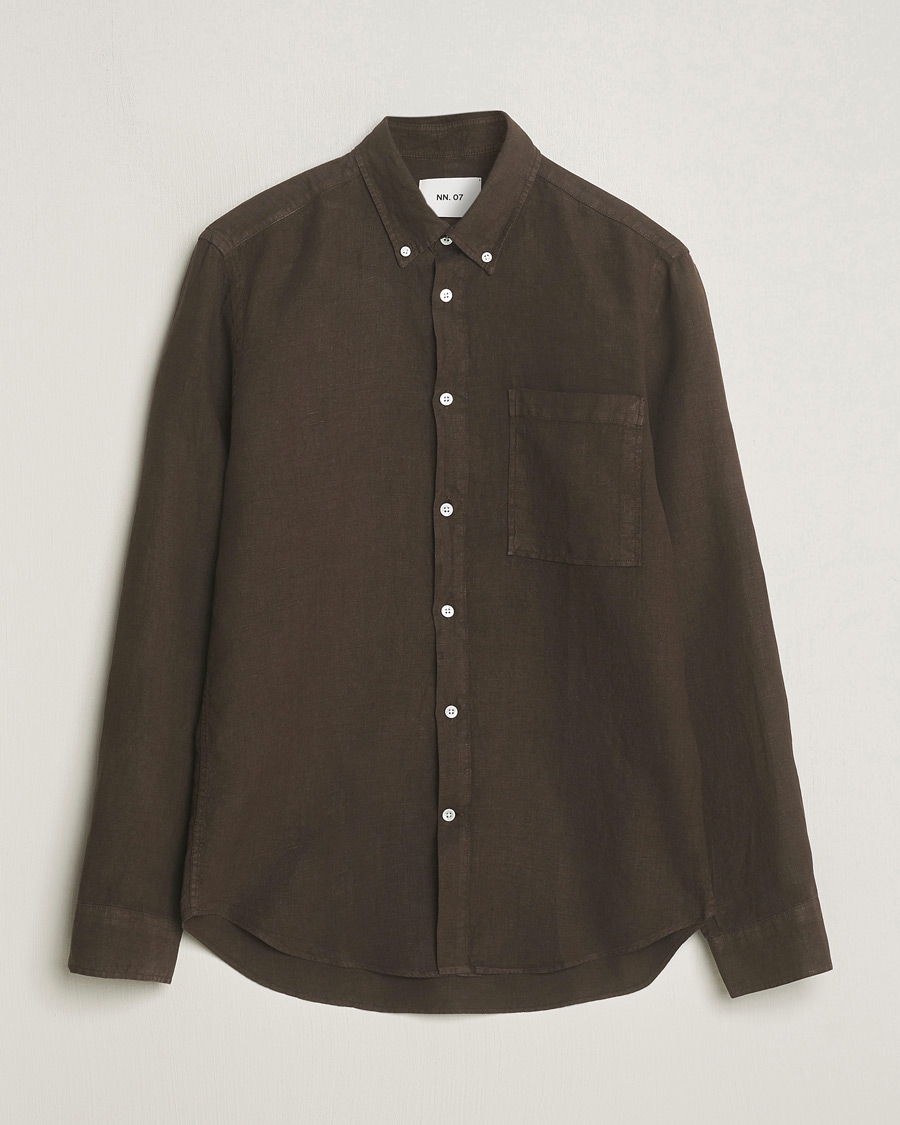 Herren | Hemden | NN07 | Arne Linen Shirt Demitasse Brown