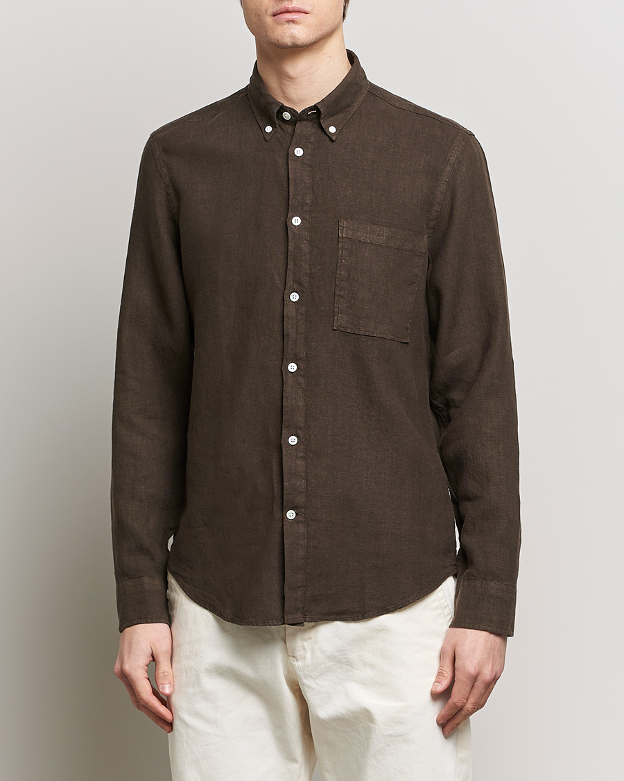 Herren | Hemden | NN07 | Arne Linen Shirt Demitasse Brown