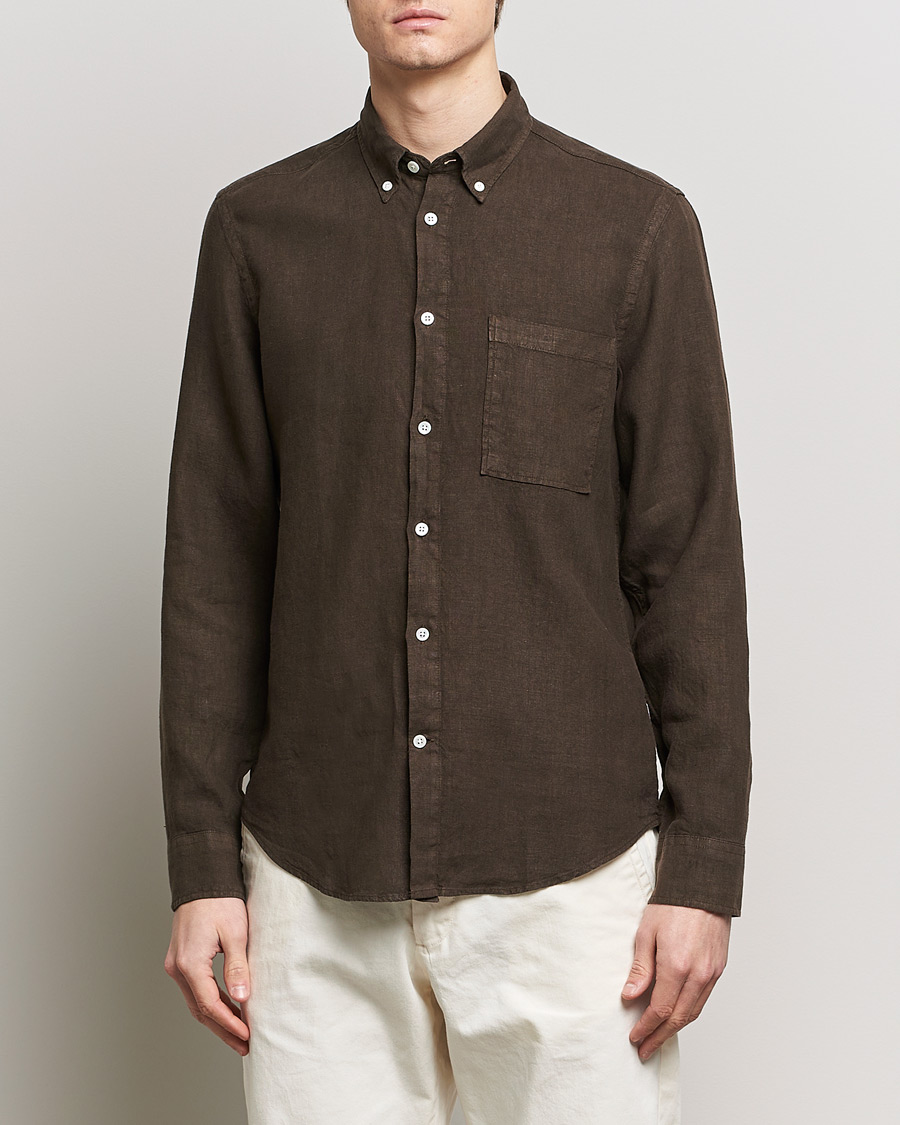 Men |  | NN07 | Arne Linen Shirt Demitasse Brown