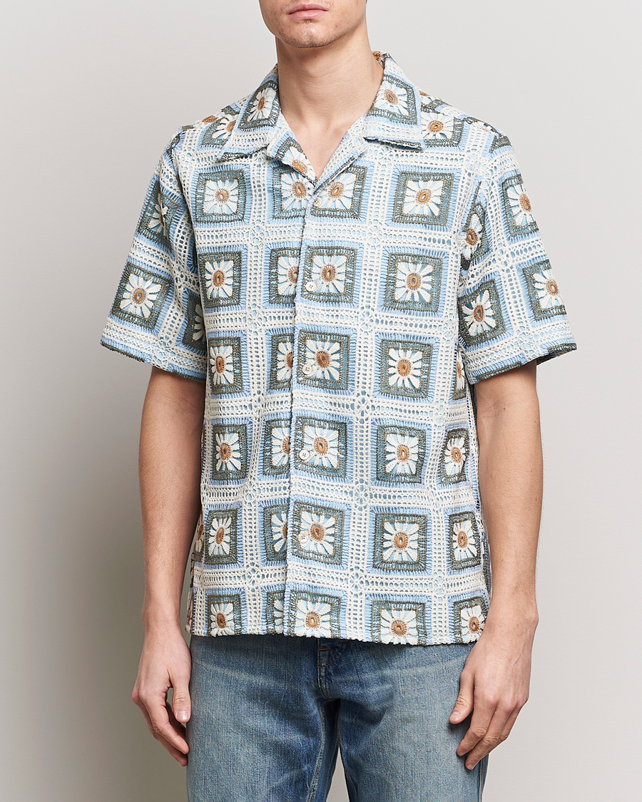 Herren | Freizeithemden | NN07 | Julio Knitted Croche Flower Short Sleeve Shirt Multi