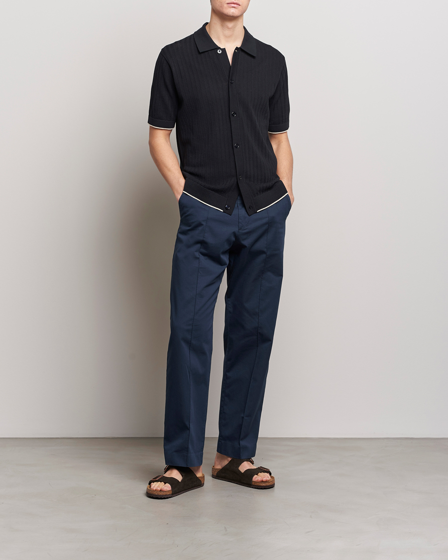 Herren | Hemden | NN07 | Nalo Structured Knitted Short Sleeve Shirt Navy Blue