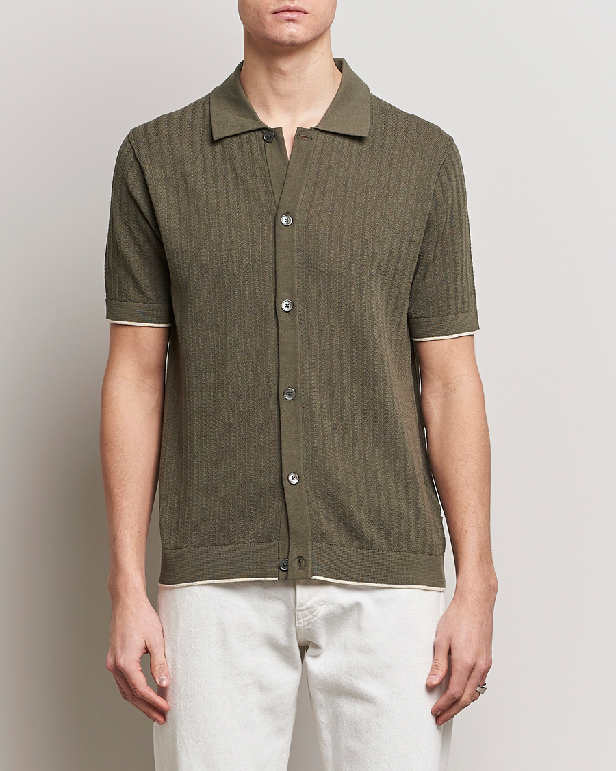 Herren | Kategorie | NN07 | Nalo Structured Knitted Short Sleeve Shirt Green