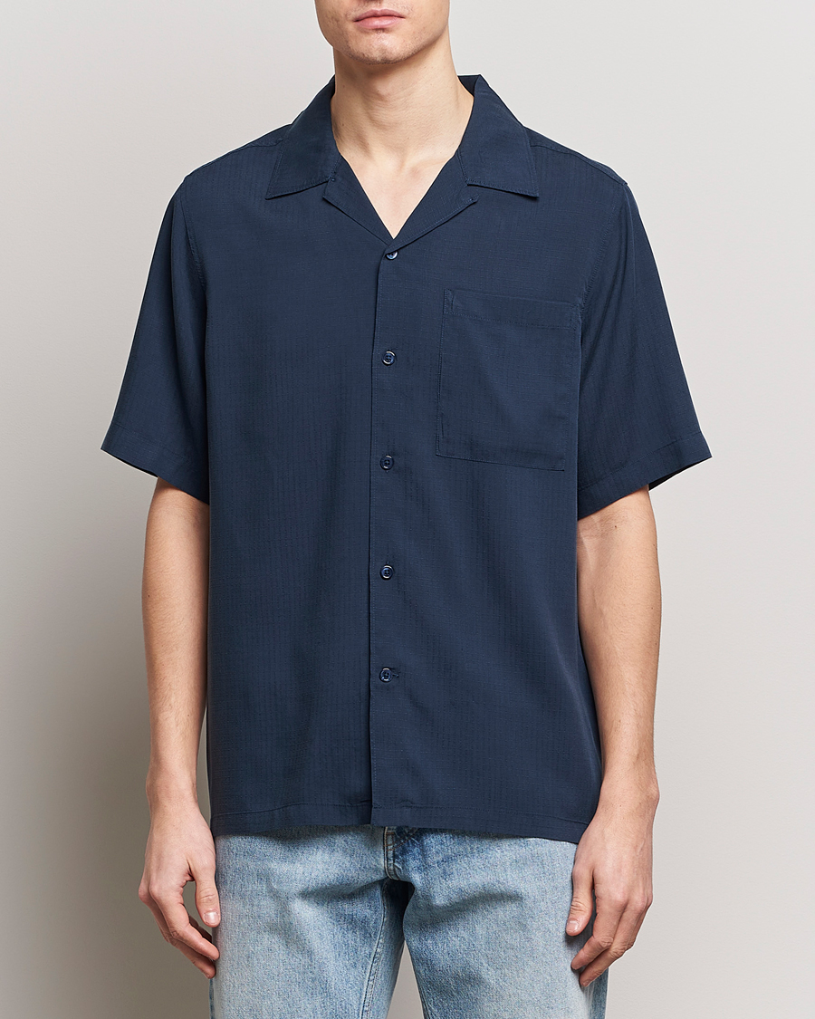 Herren | Neu im Onlineshop | NN07 | Julio Ripstop Short Sleeve Shirt Navy Blue