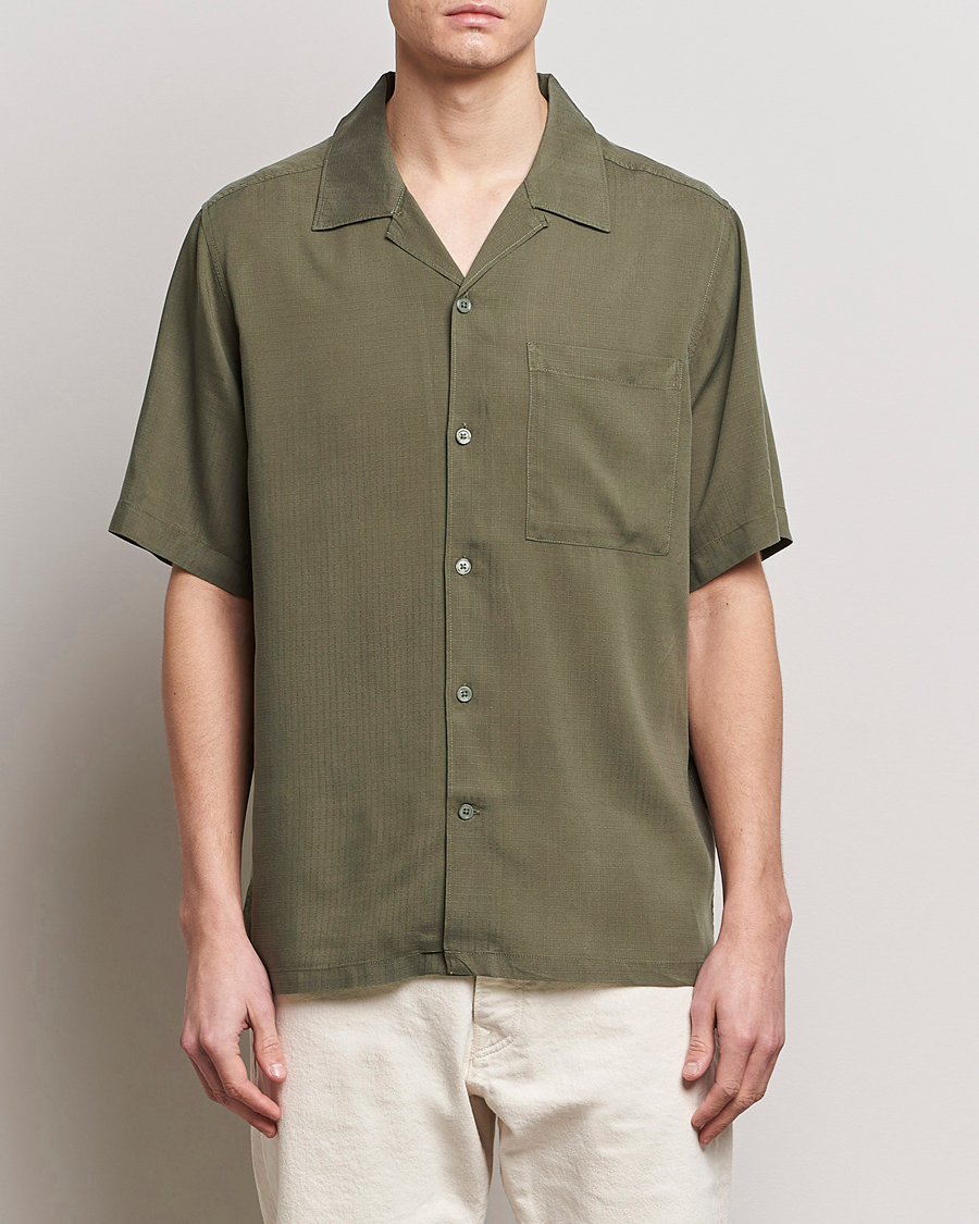 Herren | Treue-Rabatt für Stammkunden | NN07 | Julio Ripstop Short Sleeve Shirt Capers Green