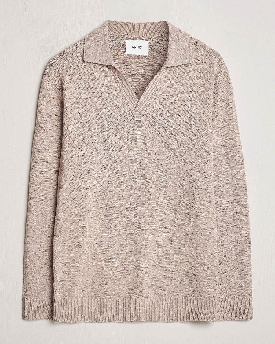 Herren | Pullover | NN07 | Ryan Long Sleeve Open Collar Knitted Polo Khaki Stone