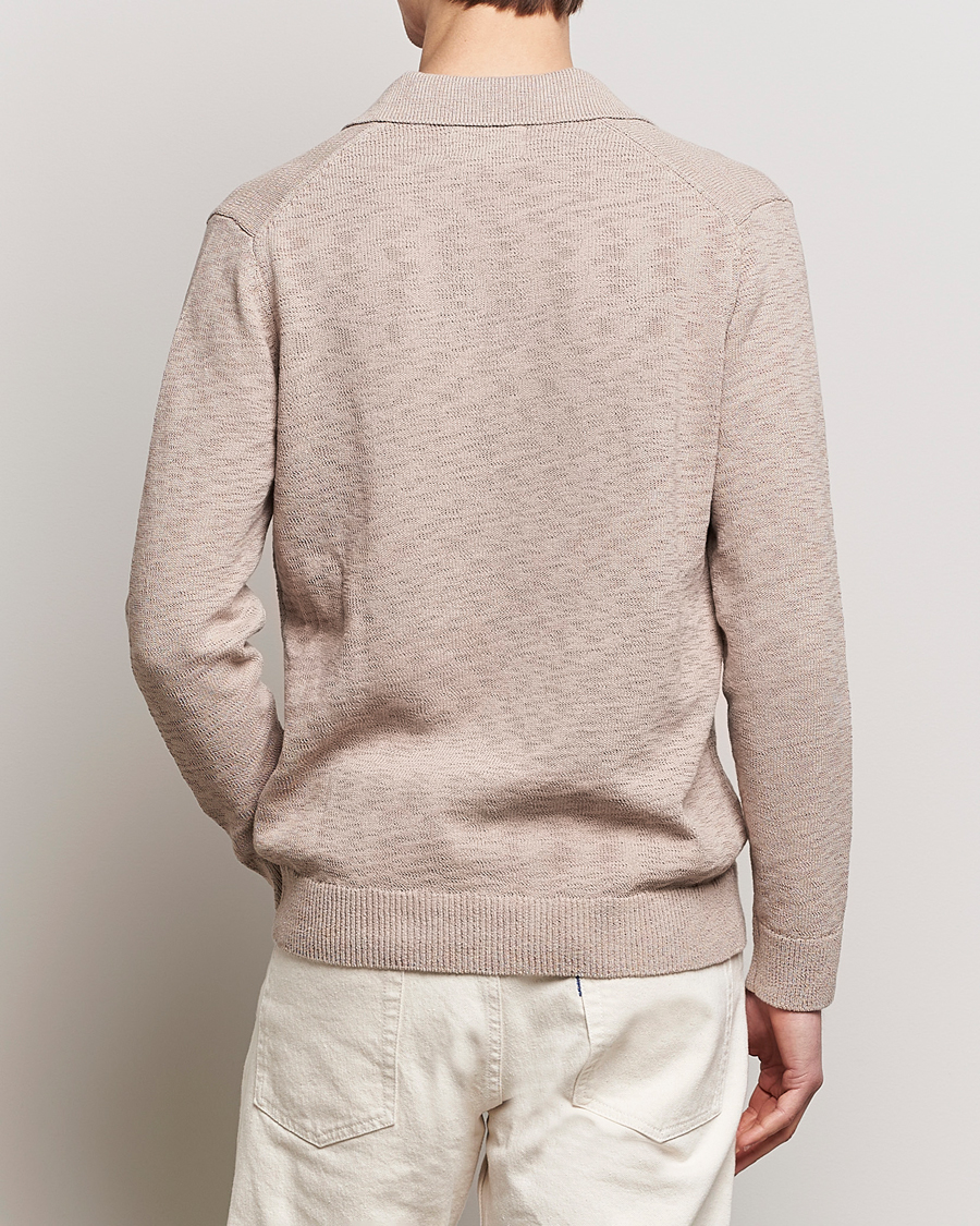 Herren | Pullover | NN07 | Ryan Long Sleeve Open Collar Knitted Polo Khaki Stone