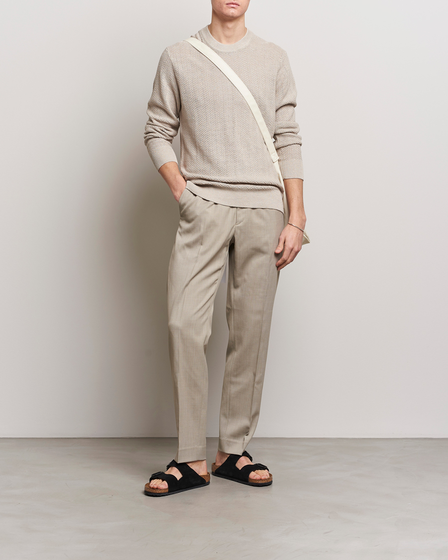 Herren | Pullover | NN07 | Jaden Knitted Linen Crew Neck Sweater Irish Cream