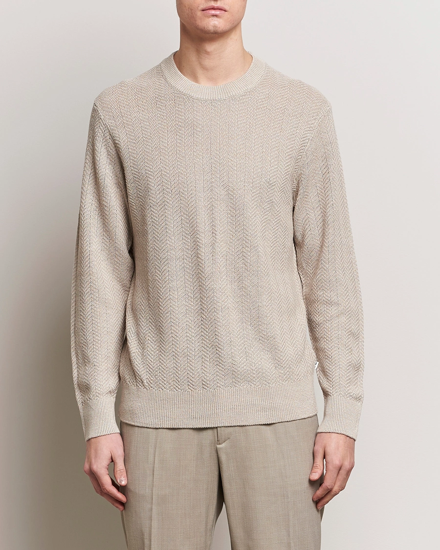 Herren |  | NN07 | Jaden Knitted Linen Crew Neck Sweater Irish Cream